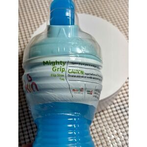 Munchkin Mighty Grip Spill-Proof Flip Straw 10oz Blues Set Of 2